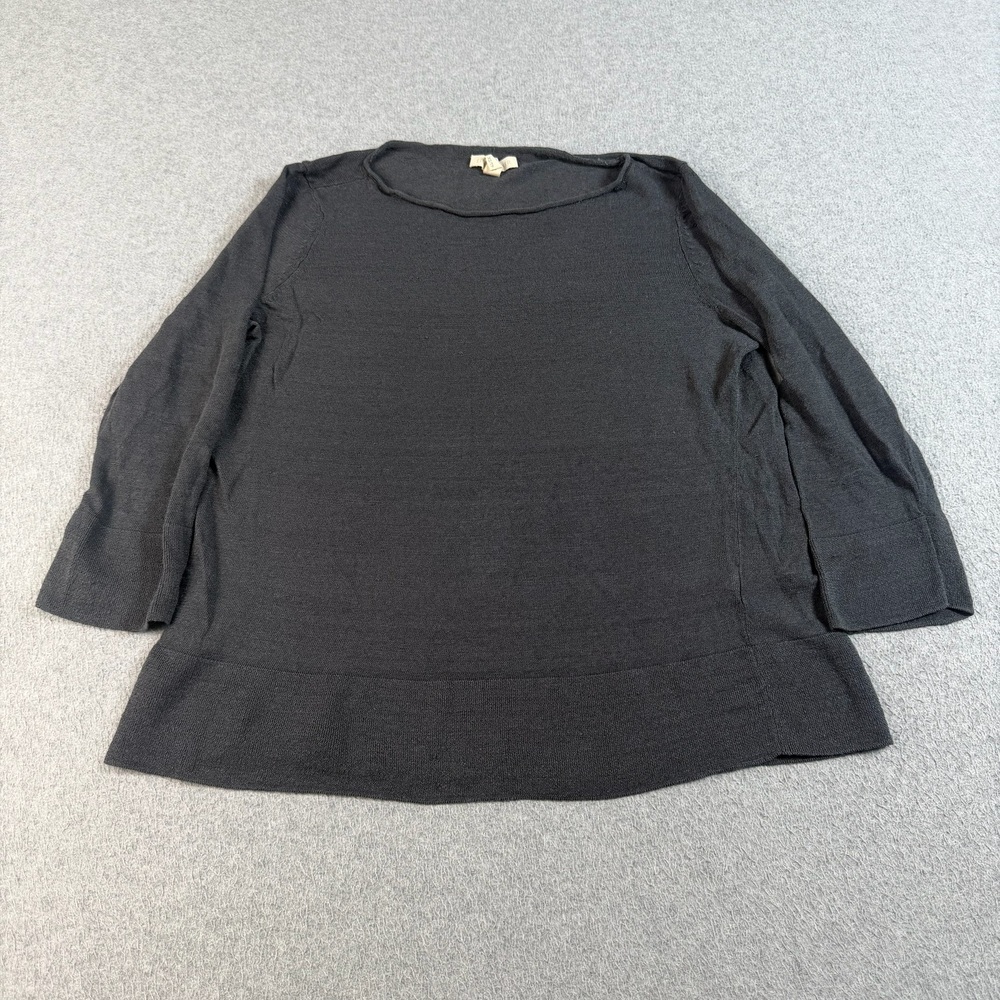 Eileen Fisher Shirt Women XS Gray Organic Linen Blend Lightweight Boho Coastal